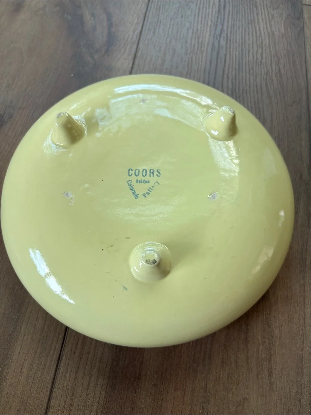 Vintage Coors 1930 Butter Goldenrod Yellow Ceramic Round Footed Bowl MCM Granny